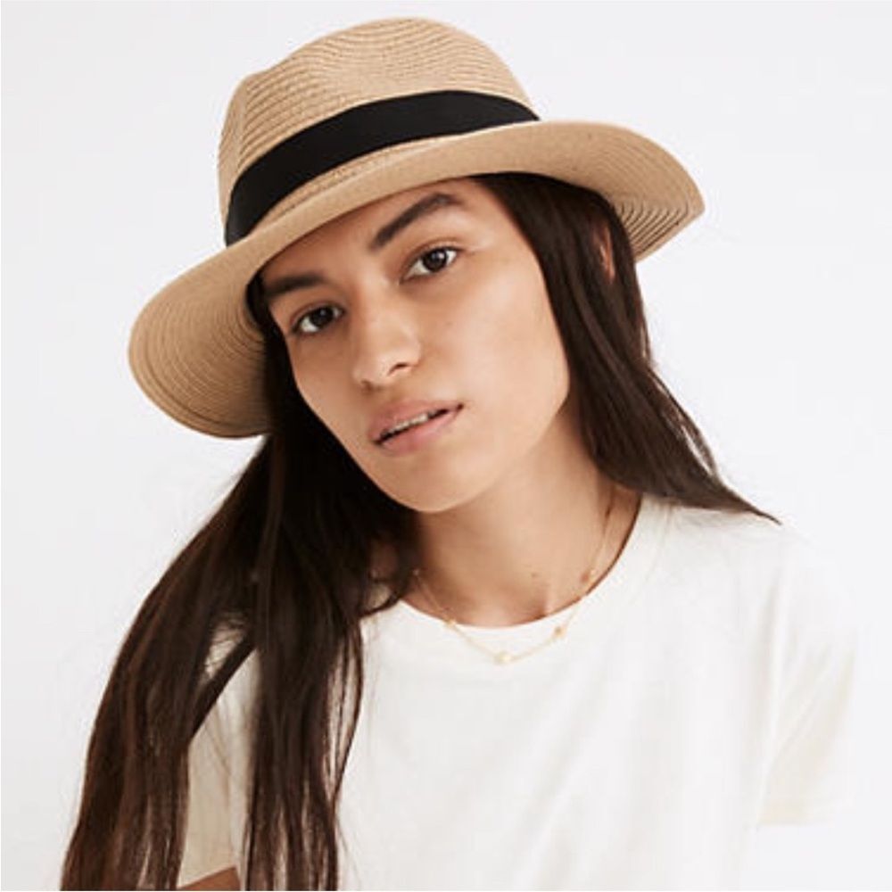 Madewell Packable Fedora Straw Hat Size M/L